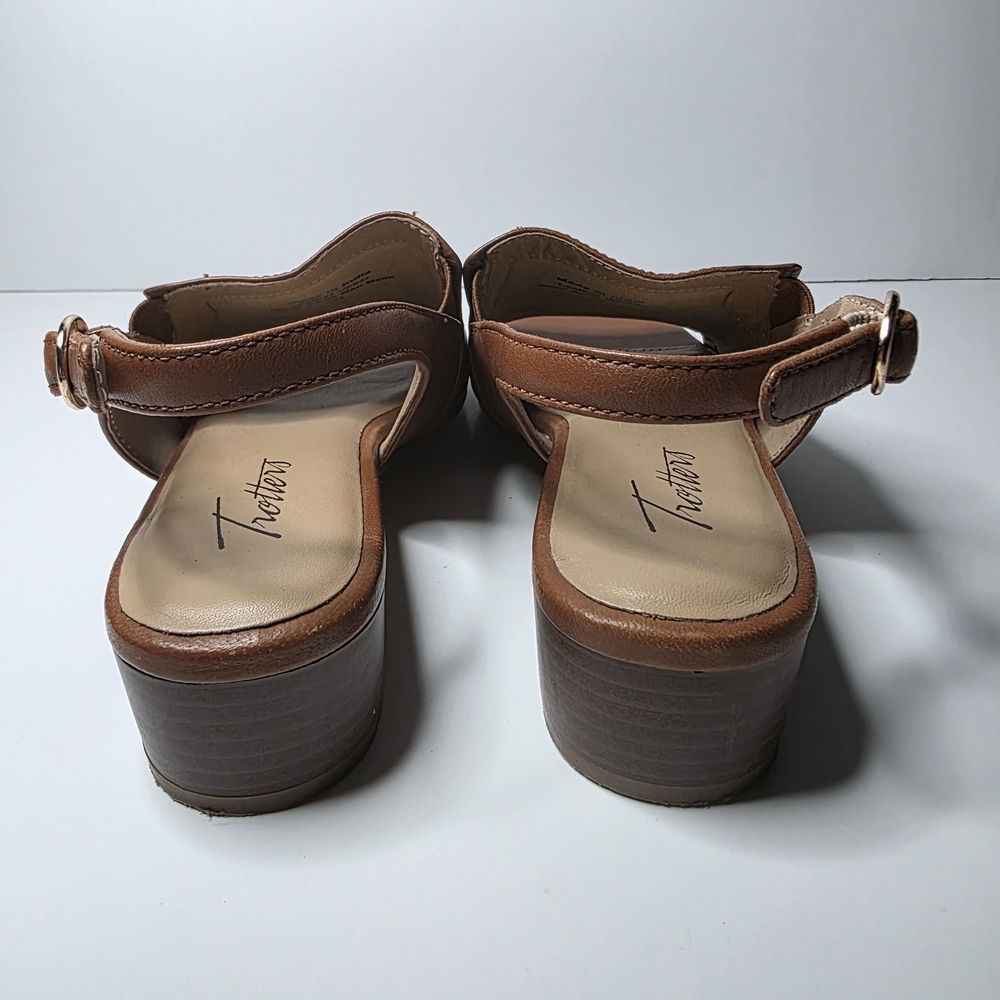 Trotters Nila Leather Slingback Heels – Size 6.5 Medium Luggage Color - Picture 3 of 11